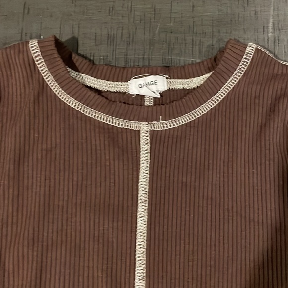 Brown Longsleeve Crop Top - Picture 2 of 3